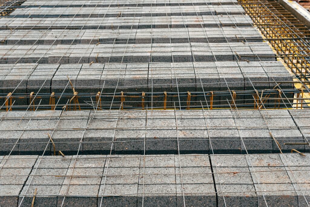 Detail of reinforced concrete slab under construction